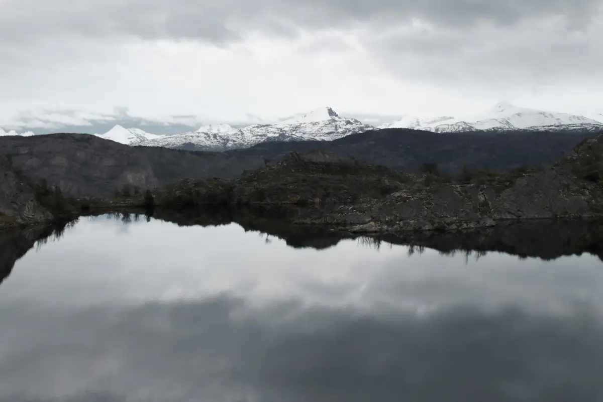 Turquoise mountain lake and rugged peaks in Torres del Paine, Patagonia