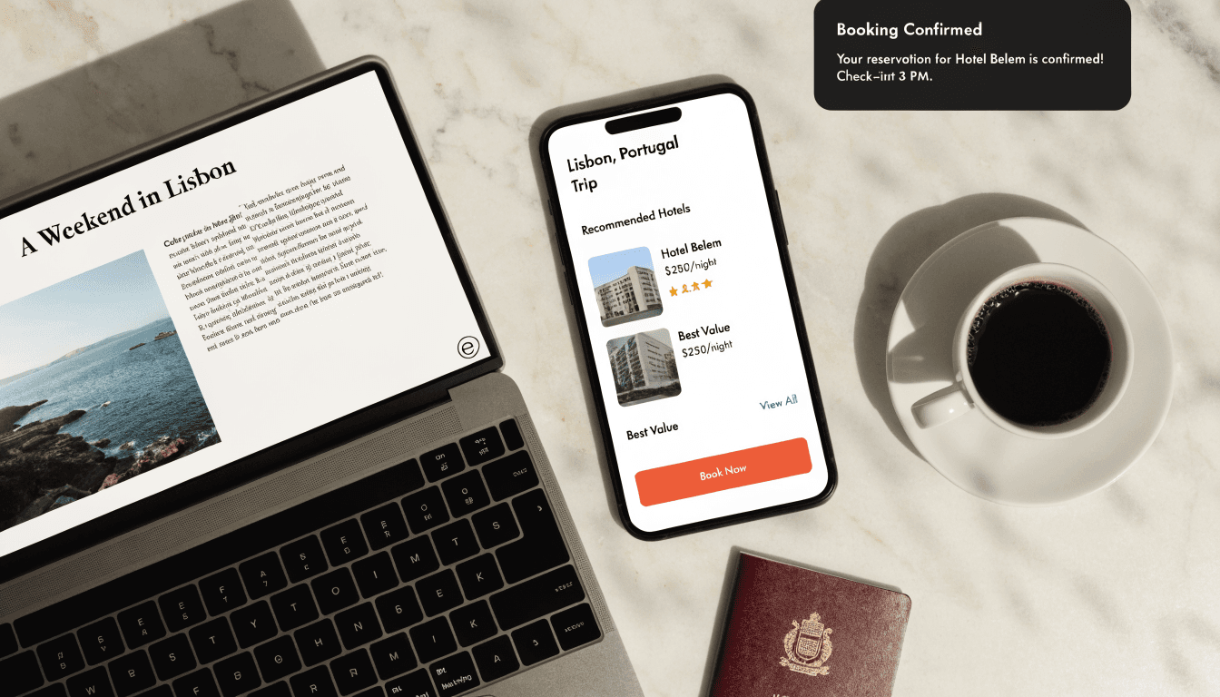 Travel blog post to curated trip page workflow