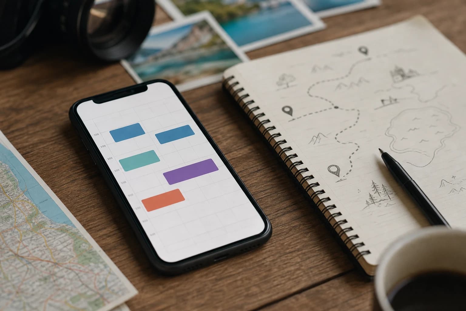 Travel creator's calendar app showing booked planning-call time slots on a phone
