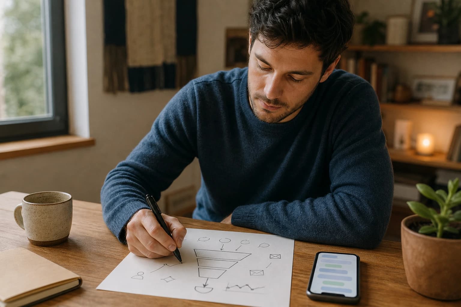 Travel creator organizing incoming DMs into a simple booking funnel on a phone