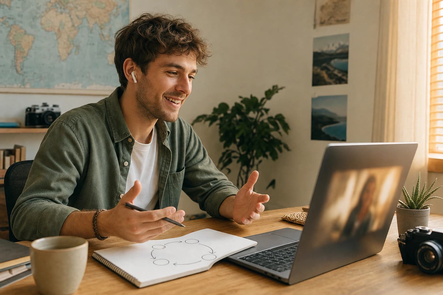 Travel creator and follower in a genuine two-way exchange, symbolised by a call and a shared itinerary